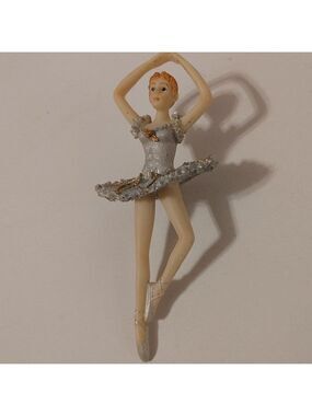 Ballerina Figurine Plastic Grey/Silver Tutu